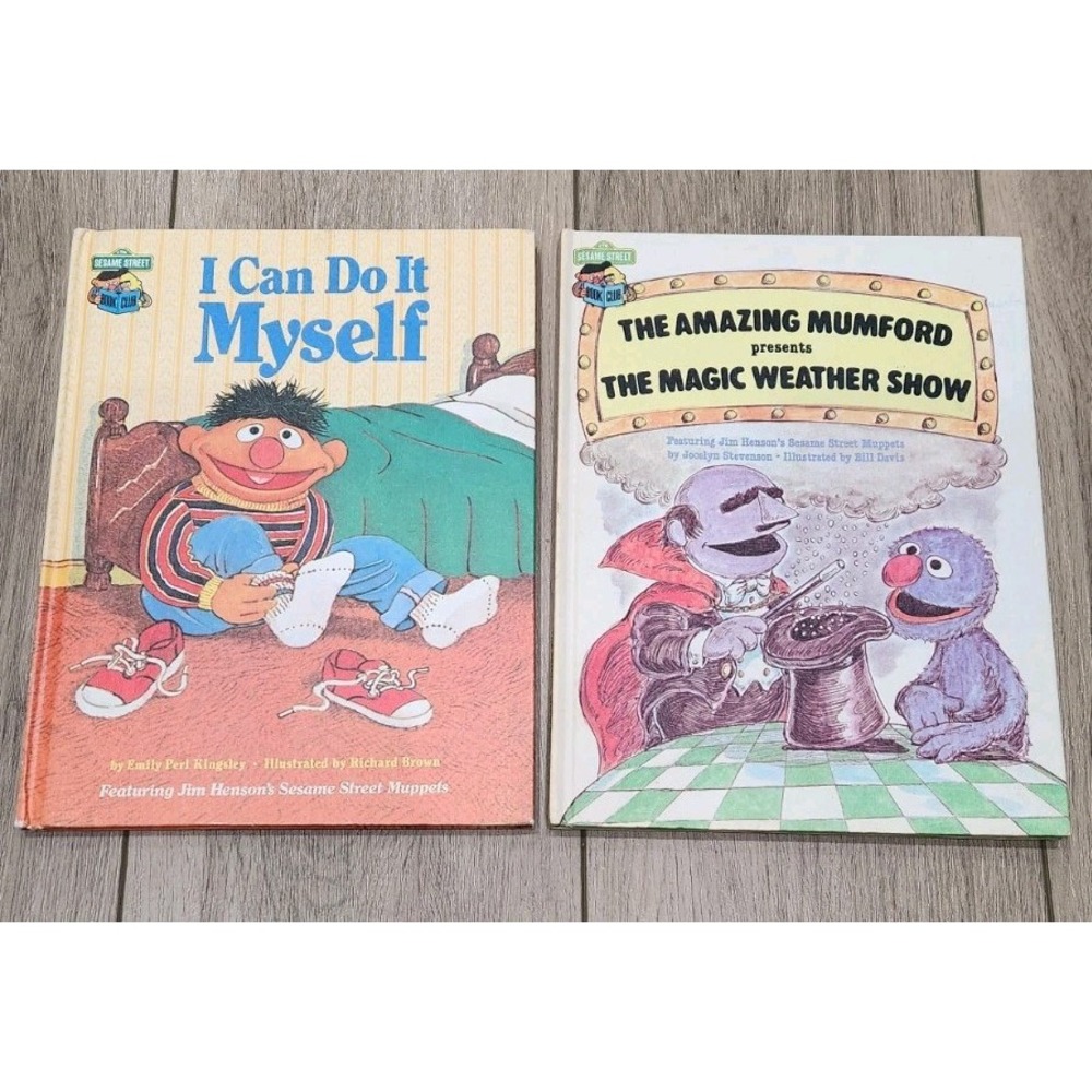 Vintage 1980s Lot Of 2 Sesame Street Book Club Hardcover Jim Henson's Muppets